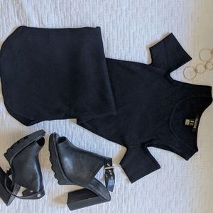 Ribbed Black Mini Dress